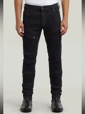 G-Star RAW Airblaze 3D Skinny Cargo Denim Jeans Super Stretch Black 36x32